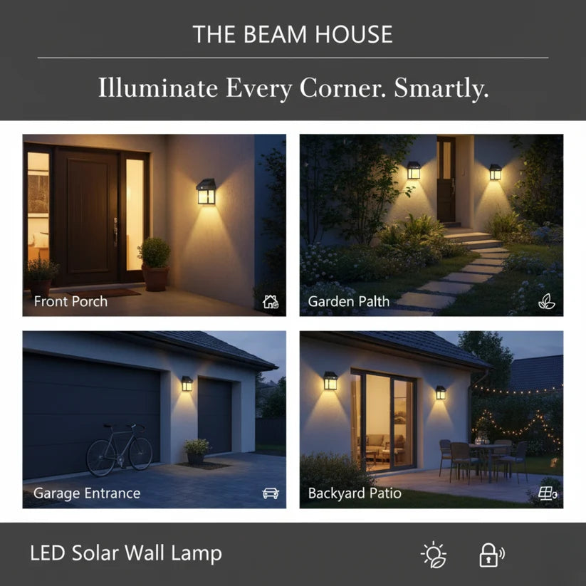 LED Solar Wall Lamp | Outdoor Security | Zero Electricty Cost