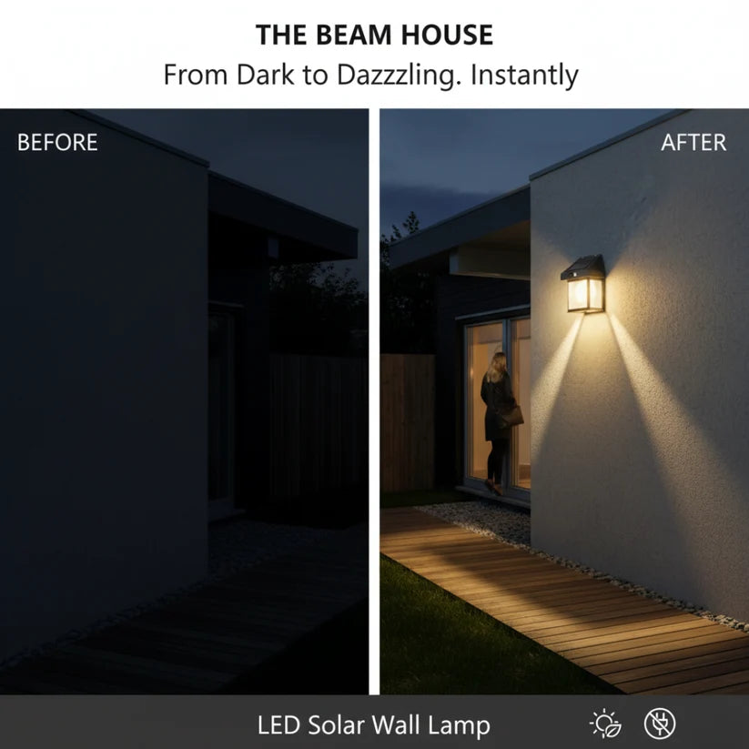 LED Solar Wall Lamp | Outdoor Security | Zero Electricty Cost