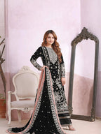 SEQUENCE WORK, VALVET SHIRT FULY EMBRIODERED +  JAMAWAR TROUSER + PATCHES