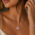 Viral Swan Necklace & Tulip Bracelet Combo (Silver)