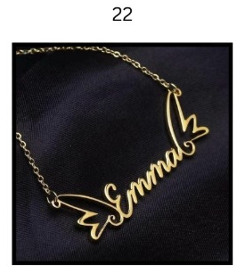Custom Name Necklace – Personalized Gold Name Pendant (Multiple Designs Available)