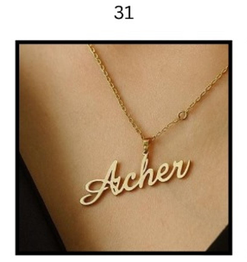 Custom Name Necklace – Personalized Gold Name Pendant (Multiple Designs Available)