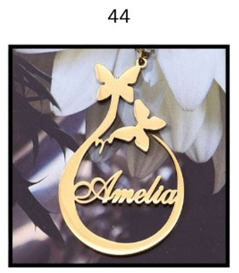 Custom Name Necklace – Personalized Gold Name Pendant (Multiple Designs Available)