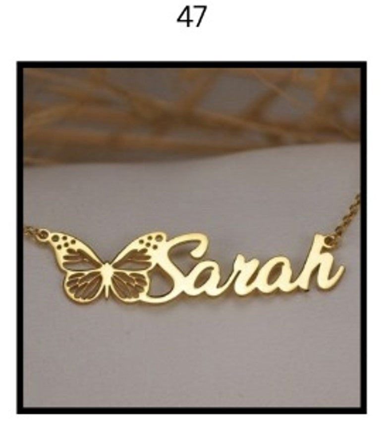 Custom Name Necklace – Personalized Gold Name Pendant (Multiple Designs Available)