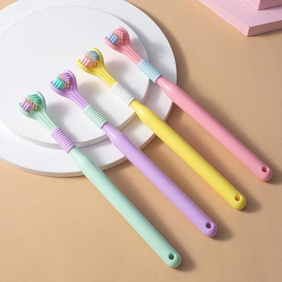 Three Sided Toothbrush Soft Bristles Gentle Clean Replaceable Heads 360-Degree Coverage Toothbrush
