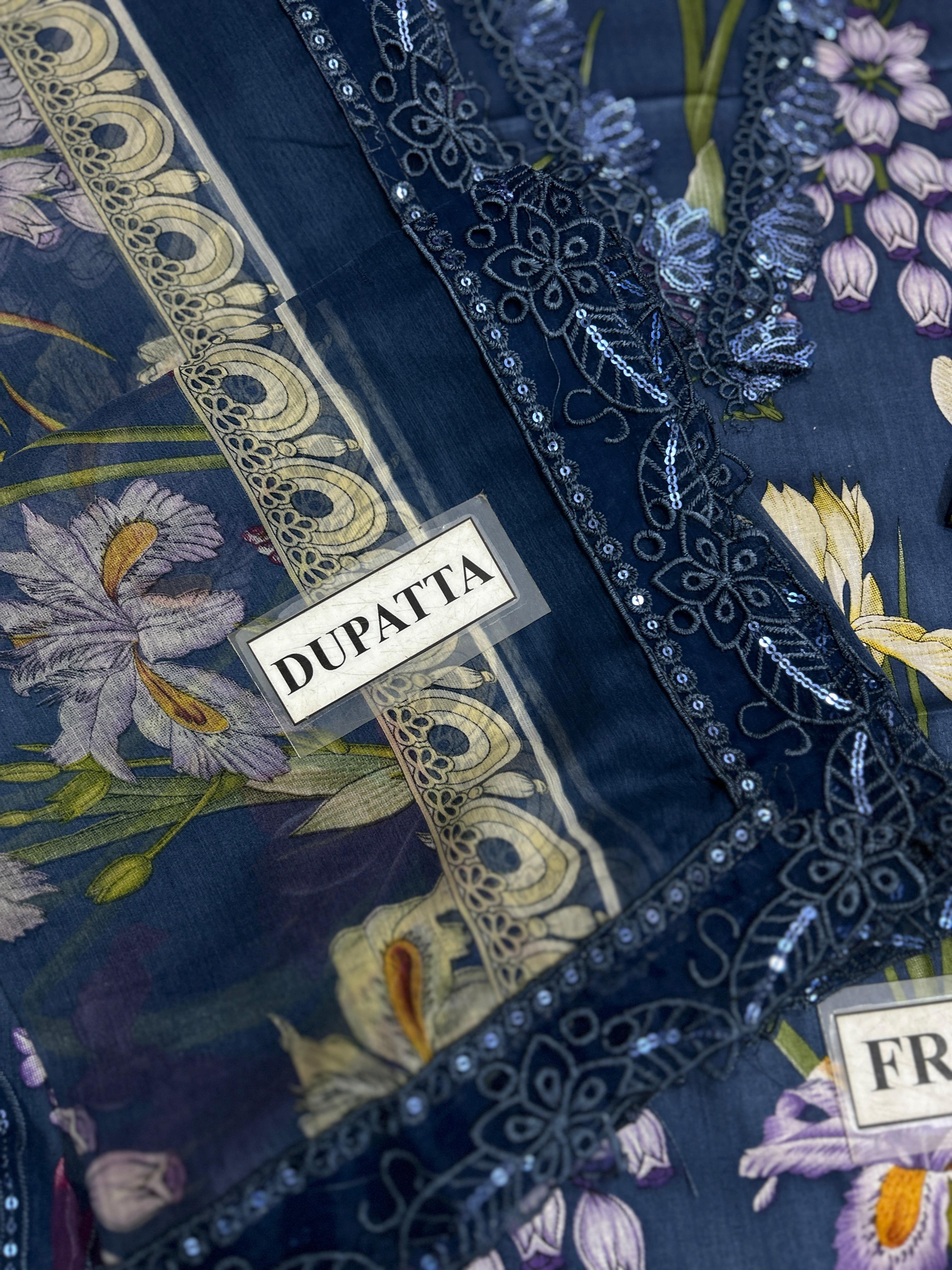 Lawn ☆ Maria B  & Chiffon duppatta duptta Printed 90/70 Lawn Front Printed Lawn Back