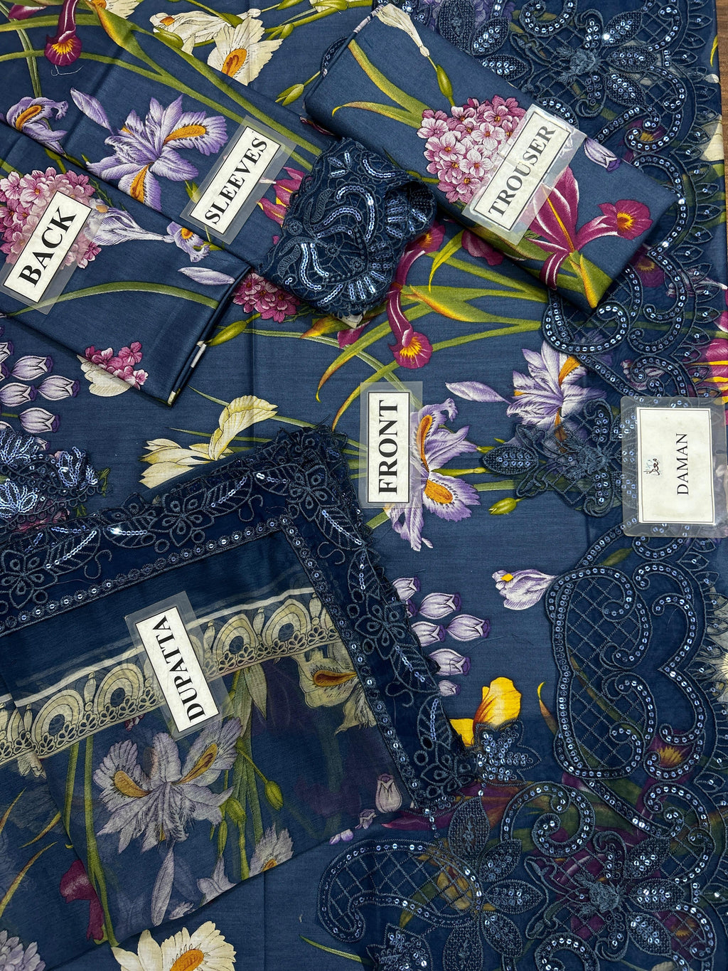 Lawn ☆ Maria B  & Chiffon duppatta duptta Printed 90/70 Lawn Front Printed Lawn Back
