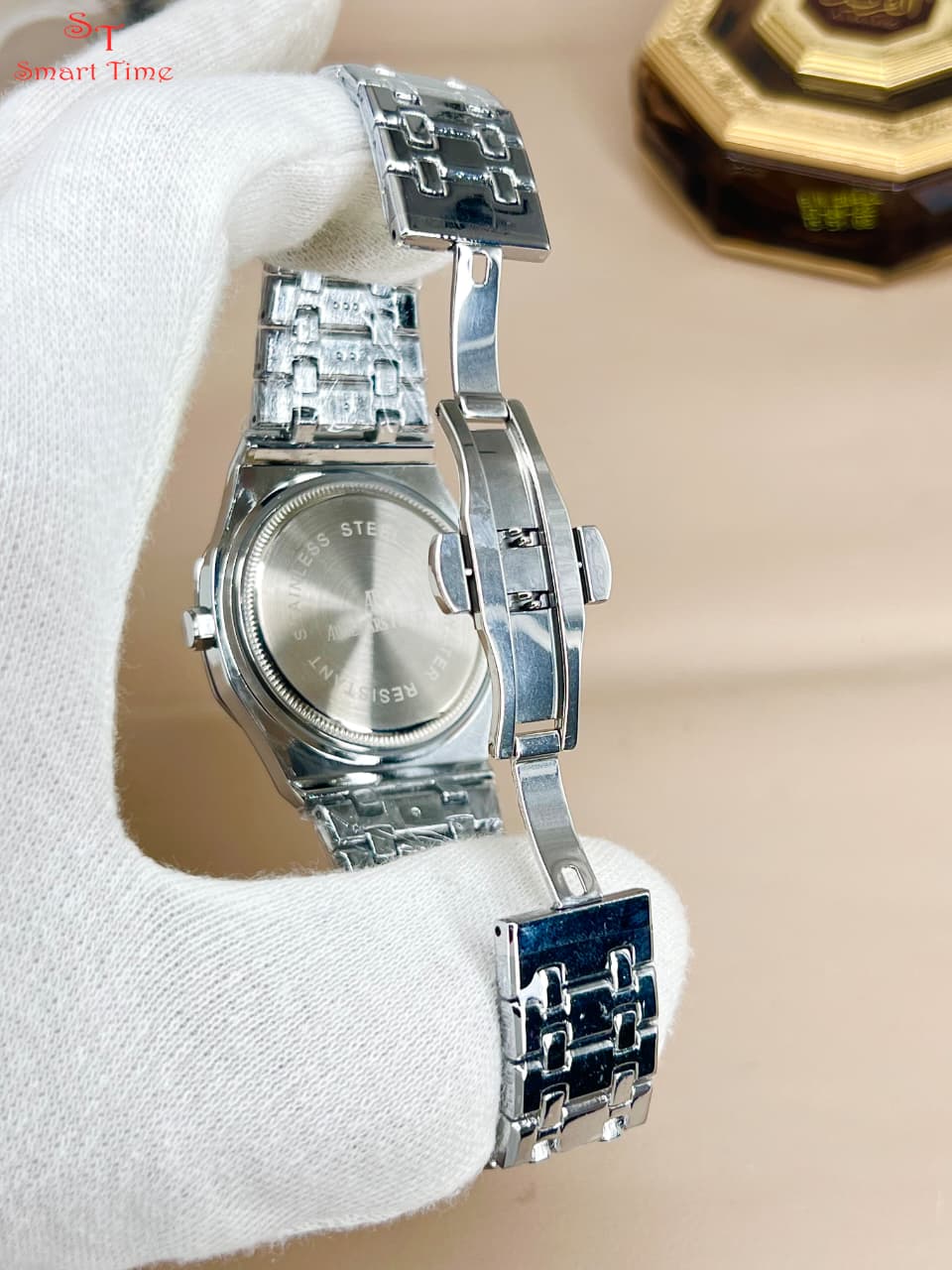 AP Style Men’s Stainless Steel Watch – Date Working | Double Lock Chain
