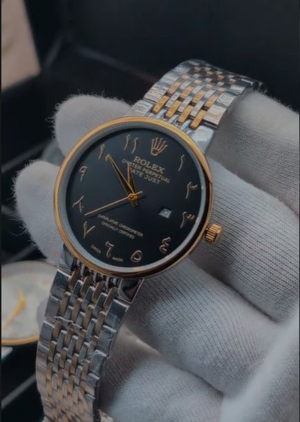 A Luxury Arabic Dial Metal Watch – Date Working | Premium Look