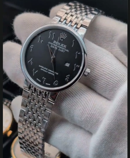 A Luxury Arabic Dial Metal Watch – Date Working | Premium Look