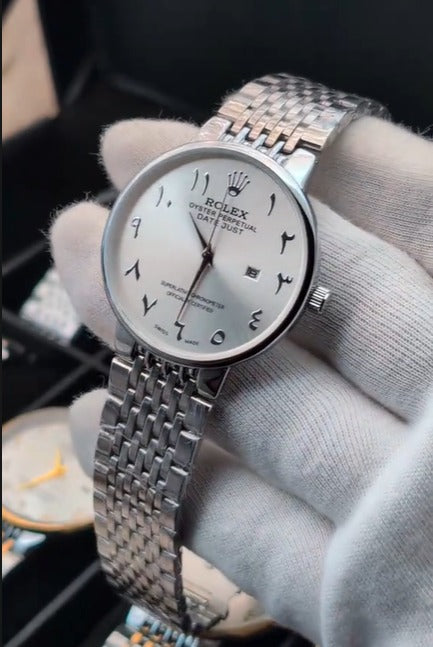 A Luxury Arabic Dial Metal Watch – Date Working | Premium Look