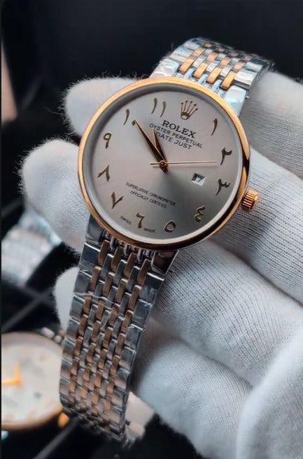 A Luxury Arabic Dial Metal Watch – Date Working | Premium Look