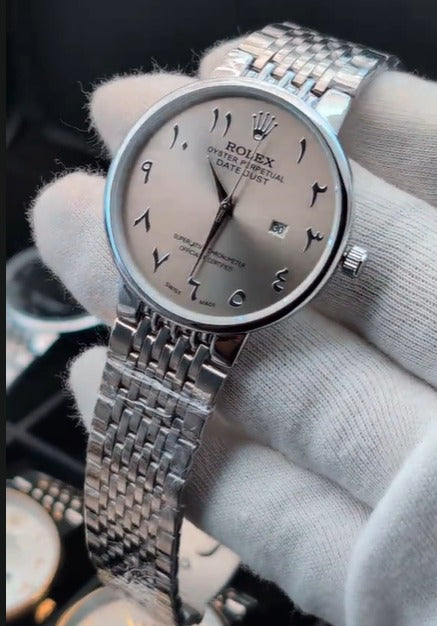 A Luxury Arabic Dial Metal Watch – Date Working | Premium Look