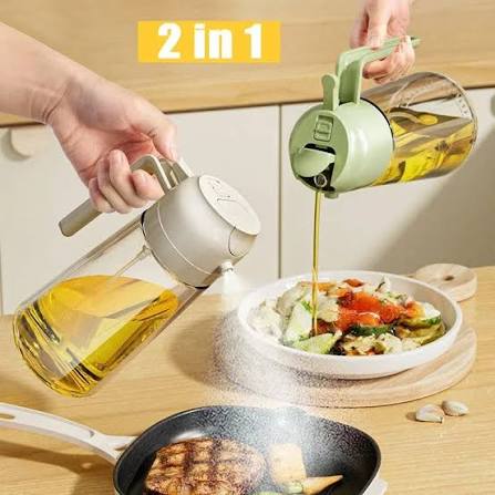2 in 1 Glass Oil Sprayer & Dispenser | Cooking Oil Spray Bottle