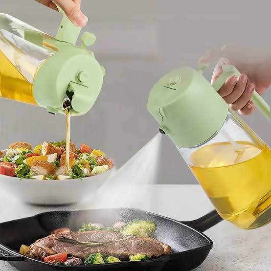 2 in 1 Glass Oil Sprayer & Dispenser | Cooking Oil Spray Bottle