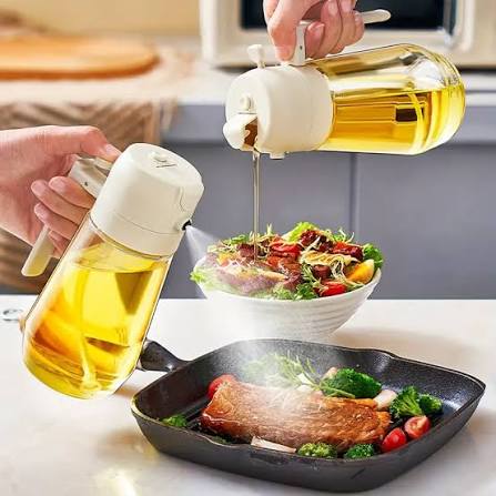 2 in 1 Glass Oil Sprayer & Dispenser | Cooking Oil Spray Bottle