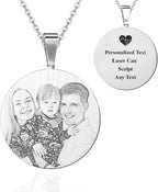 Personalized Photo Engraved Coin Necklace – Custom Round Pendant