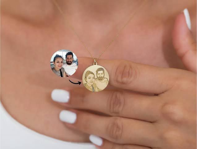 Personalized Photo Engraved Coin Necklace – Custom Round Pendant