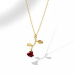 Falling Rose Pendant Necklace – Gold Plated Adjustable Chain