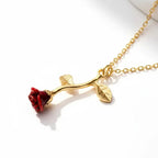 Falling Rose Pendant Necklace – Gold Plated Adjustable Chain