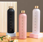 Motivational Water Bottle with Time Marker – 1L Leakproof Aesthetic Hydration Bottle