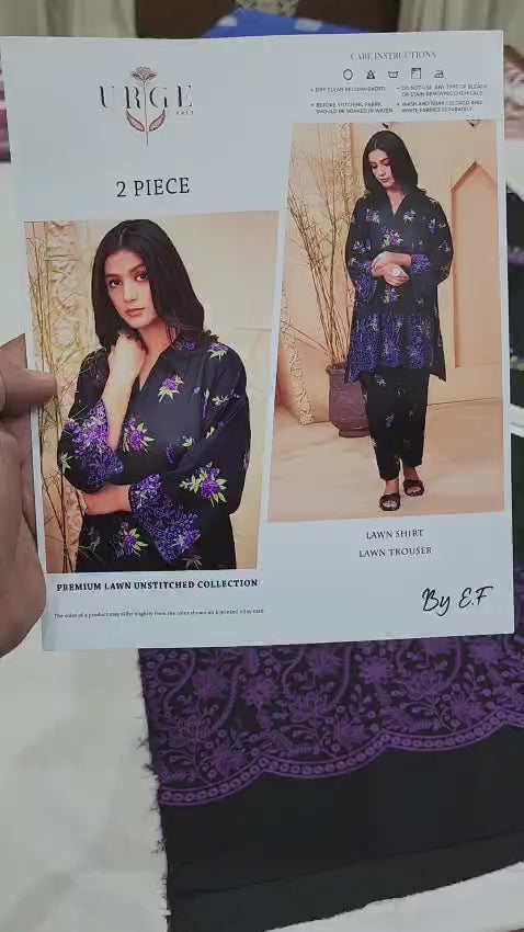 URGE Embroidery 2pc Lawn Collection Fabric: LAWN &nbsp Front Full Embroidery Shirt) Sleeves/Heavy Embroidery)