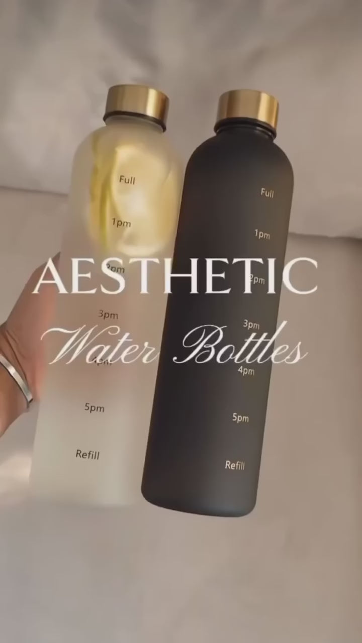 Motivational Water Bottle with Time Marker – 1L Leakproof Aesthetic Hydration Bottle